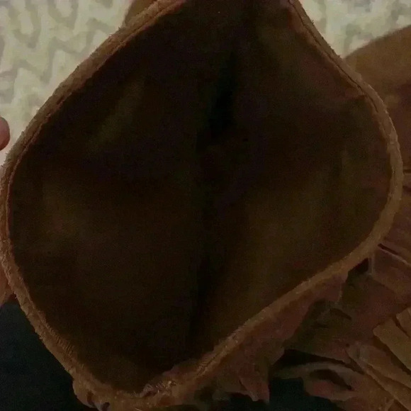 Lc Lauren Conrad Suede Leather Brown Moccasin Fringe Boots Women's Size 7 - Picture 6 of 8